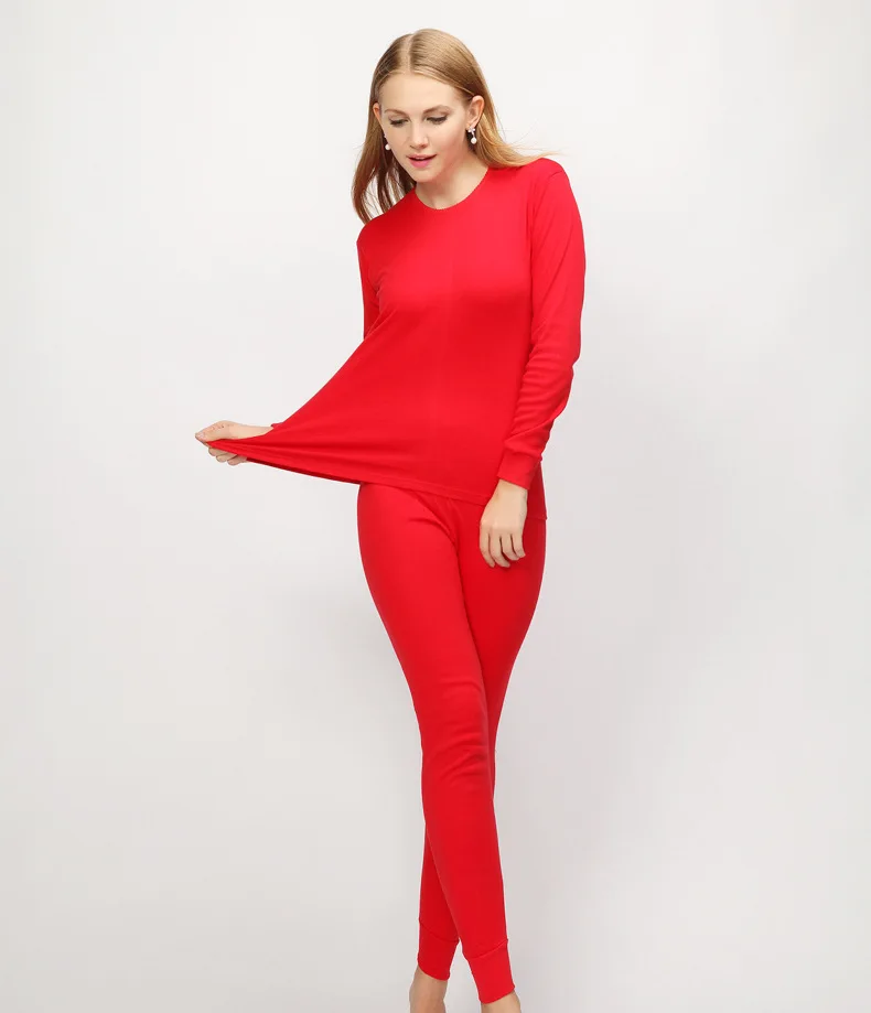 Thermal Underwear Set Men Women 100% Cotton Can Not Ball Does Not Fade Color Is The Year of The Dragon Wedding Red Long Johns