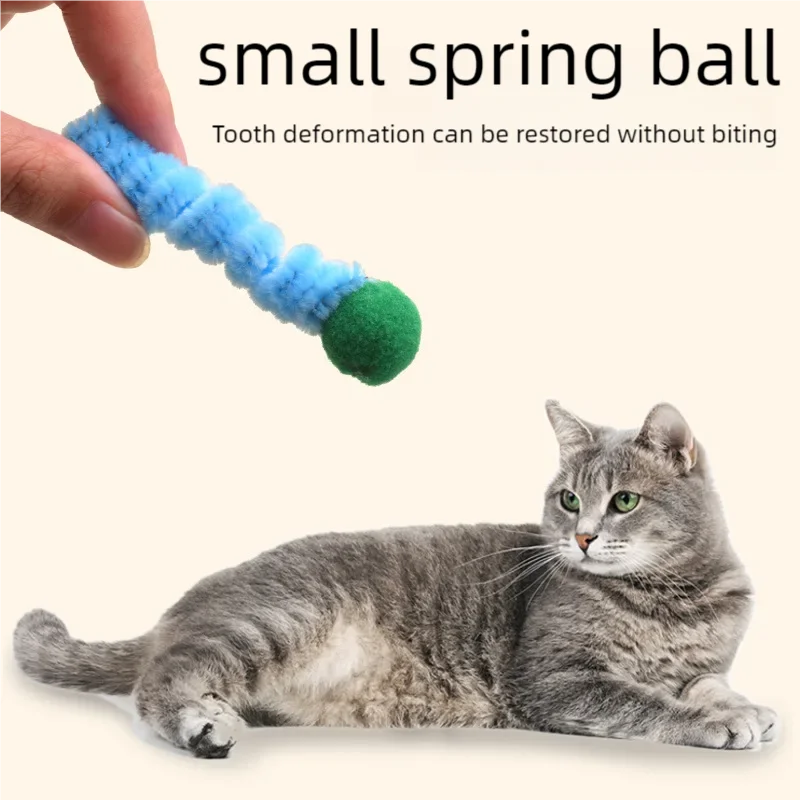 Colorful Fuzzy Stick Cat Toy Macaron Pom Design Interactive Teasing Toy For Kitten Indoor Play Chew DIY Cat Toy Accessories