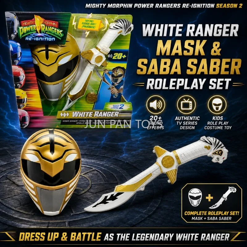 Máscara Original Mighty Morphin Power Rangers Re-Ignition Saba Saber com Efeitos Sonoros e Brinquedo de Roleplay para Crianças