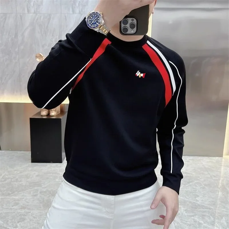 

2025 Autumn Golf Long Sleeve Top Thin Fashion Stitching Crewneck Sweatshirt Casual High-end T-shirt Men's Golf Clothing