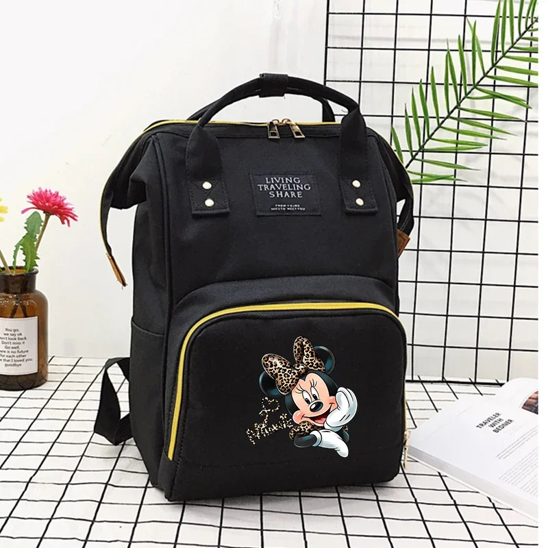 Disney Mickey Minnie Mouse Portable Multi-functional Mommy Bag Fashion Backpack Large Capacity Zipper Diaper Bag for Travel