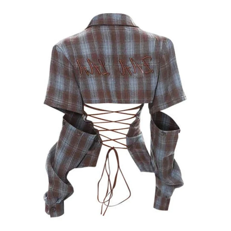 

2026 Spring Summer Women Y2k Design Harajuku Shirts Long Sleeve Aesthetic Tops Backless Blouses Design Grunge