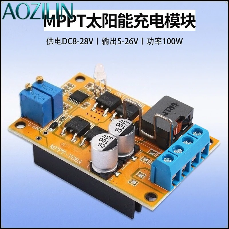 AOZILIN MPPT Solar Charge Controller 5A 100W Low Power Consumption Battery Charging Module with Reverse Connection Protection