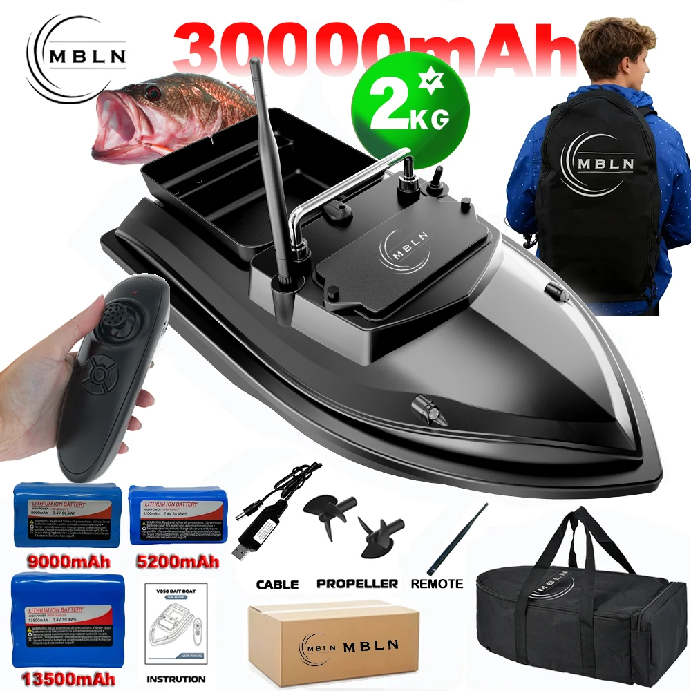 

MBLN Brand,RC Carp Fishing Bait Boat,Double Bait Hopper,2kg Bait Capacity, 300m Remote Control Range,Low Battery Warning