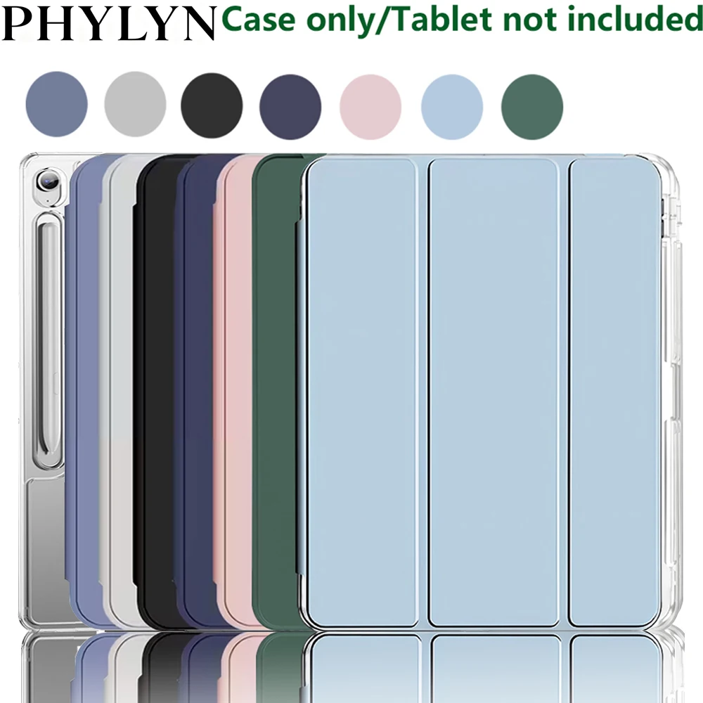 case For Samsung galaxy Tab S10 Lite SM-X400/X406B/S10 FE/S10/S9 FE/S9, Crystal Clear Case with Pencil Slot, Auto Sleep Wake