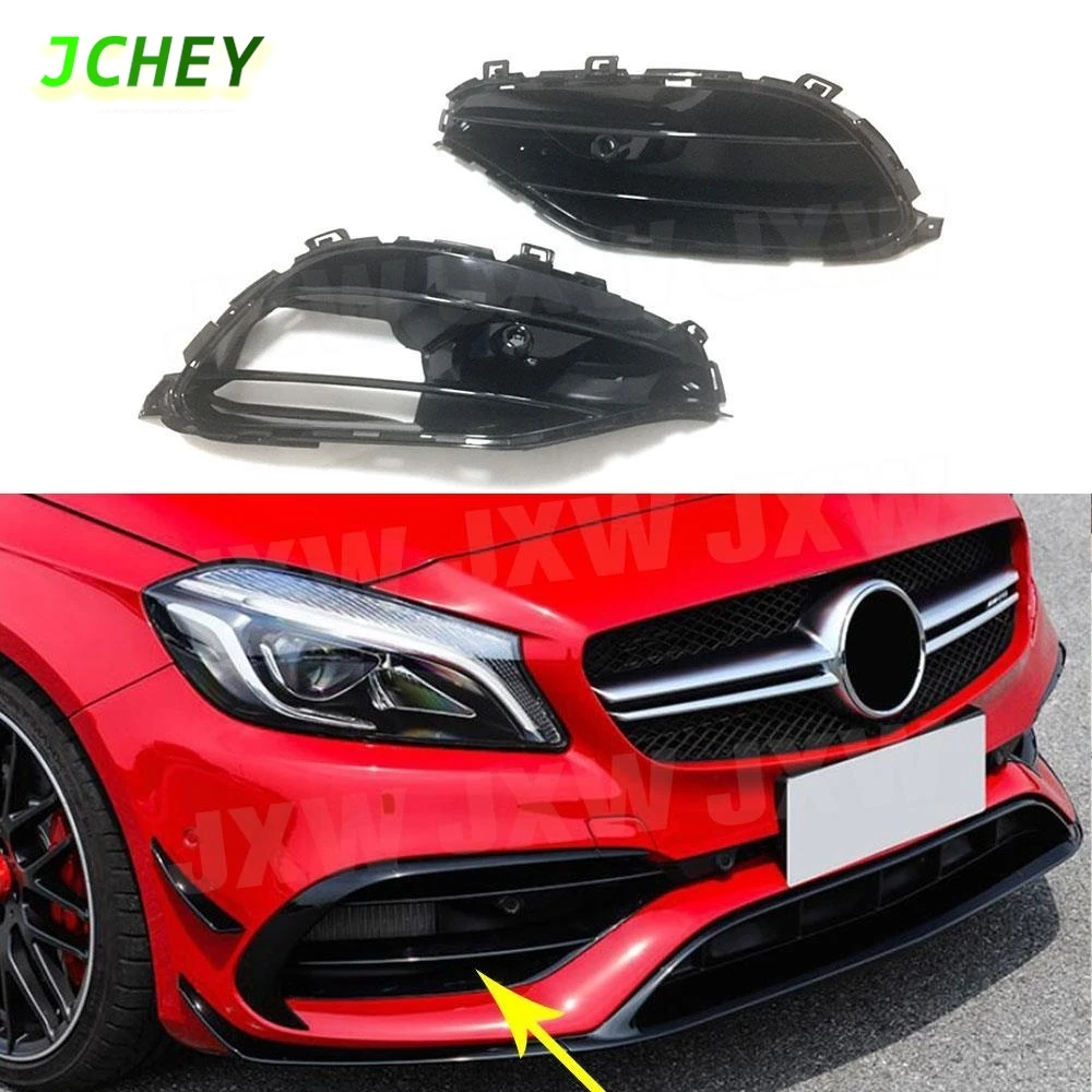 

JCHEY 2pcs For Benz A Class ABS Front Bumper Vent Trim Bumper Air Vent Frame Trim For W176 A45 For AMG A180 A200 Sport 2016-2017