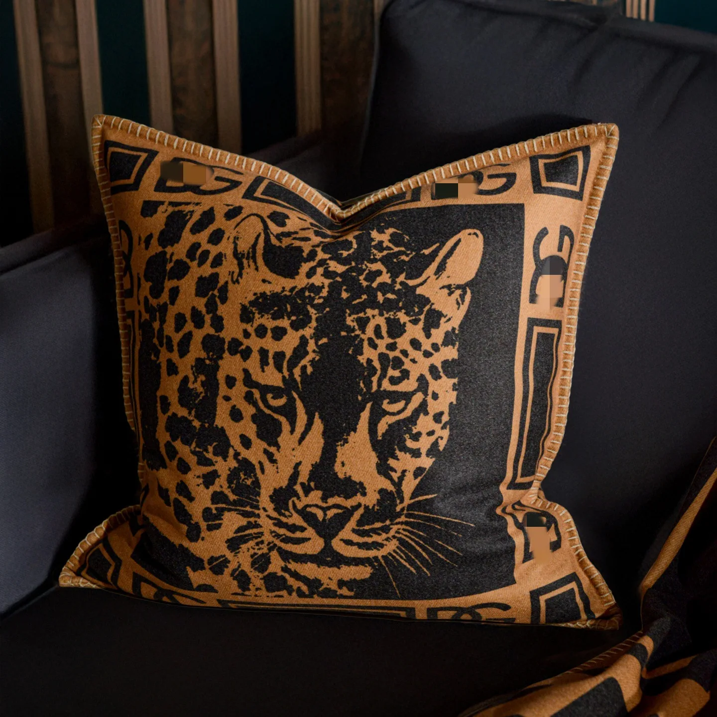 Luxury wool double-sided printed pillowcase, leopard and zebra pattern cushion cover, suitable for hotel and home decor