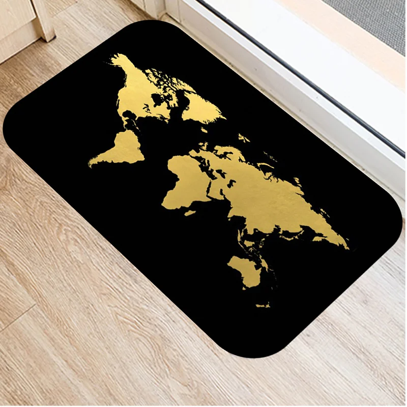 Golden Marble Printed Kitchen Bath Entrance Doormat Coral Velvet Carpet Door Mat For Floor Indoor Soft  Anti-Slip Rug Home Decor