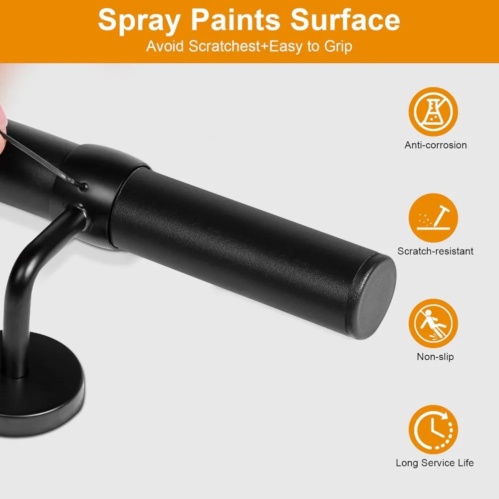 مجموعة درابزين الدرج المعدني الصناعي - درابزين ألومنيوم قوي لخطوات الخشب أو الخرسانة الداخلية والخارجية