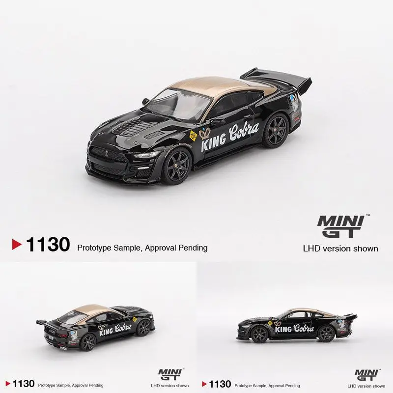 

MINIGT 1:64 1130 Mustang, Shelby GT500, черно-золотой, модель автомобиля из сплава