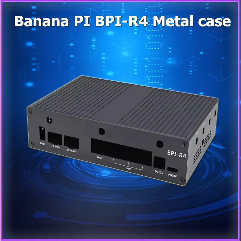Banana Pi BPI-R4 carcasa de aluminio, carcasa de Metal negro para placa de desarrollo de BPI-R4