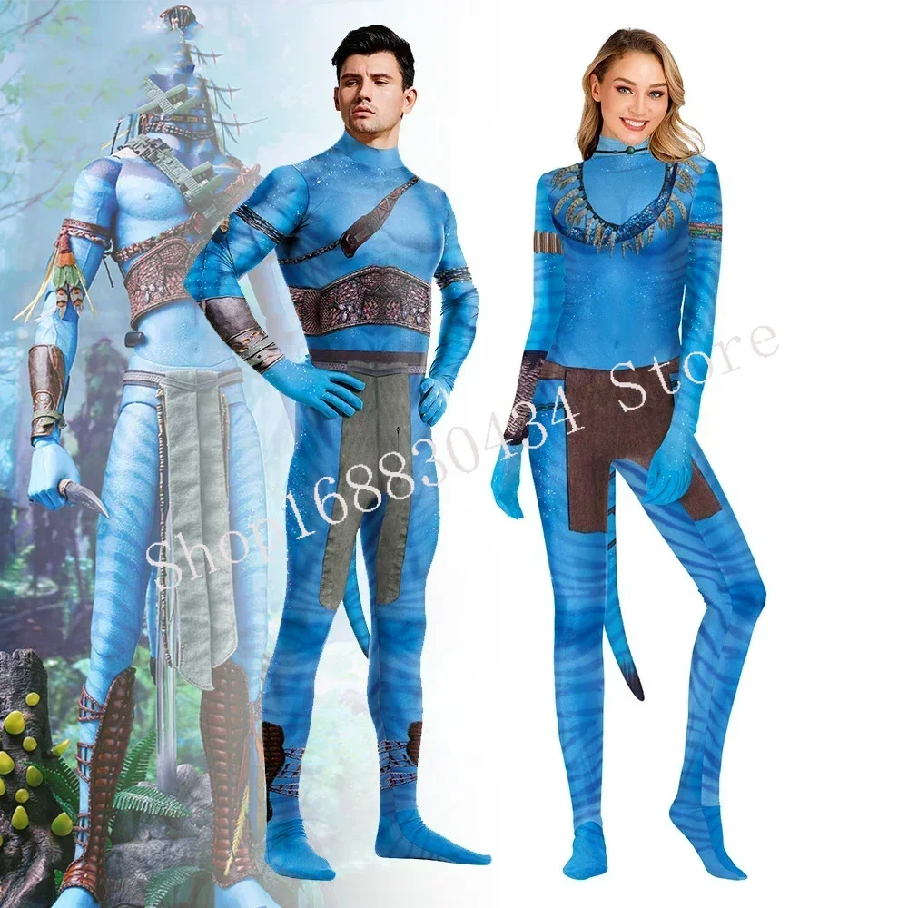 2023 Avatar 2 Costume Cosplay Bodysuit Jake Sully Neytiri Jumpsuits Halloween Party Men Women Couple Lover Zentai Costumes Props