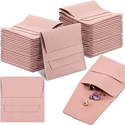 Bolsa De Jóias De Microfibra Com Banda, Sacos De Presente Pequenos De Luxo, Bolsa De Embalagem Para Jóias, 8x8 cm, 40 Pcs