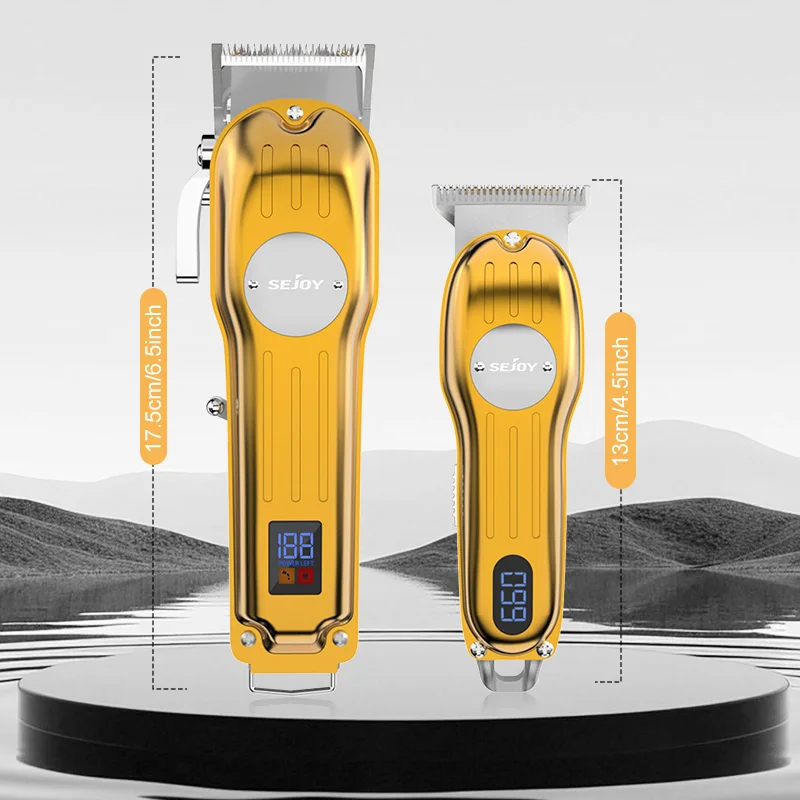 ماكينة قص الشعر الكهربائية من SEJOY للرجال، ماكينة حلاقة لاسلكية احترافية قابلة لإعادة الشحن، ماكينة تشذيب اللحية، مجموعة أدوات تشذيب العرض LED #6