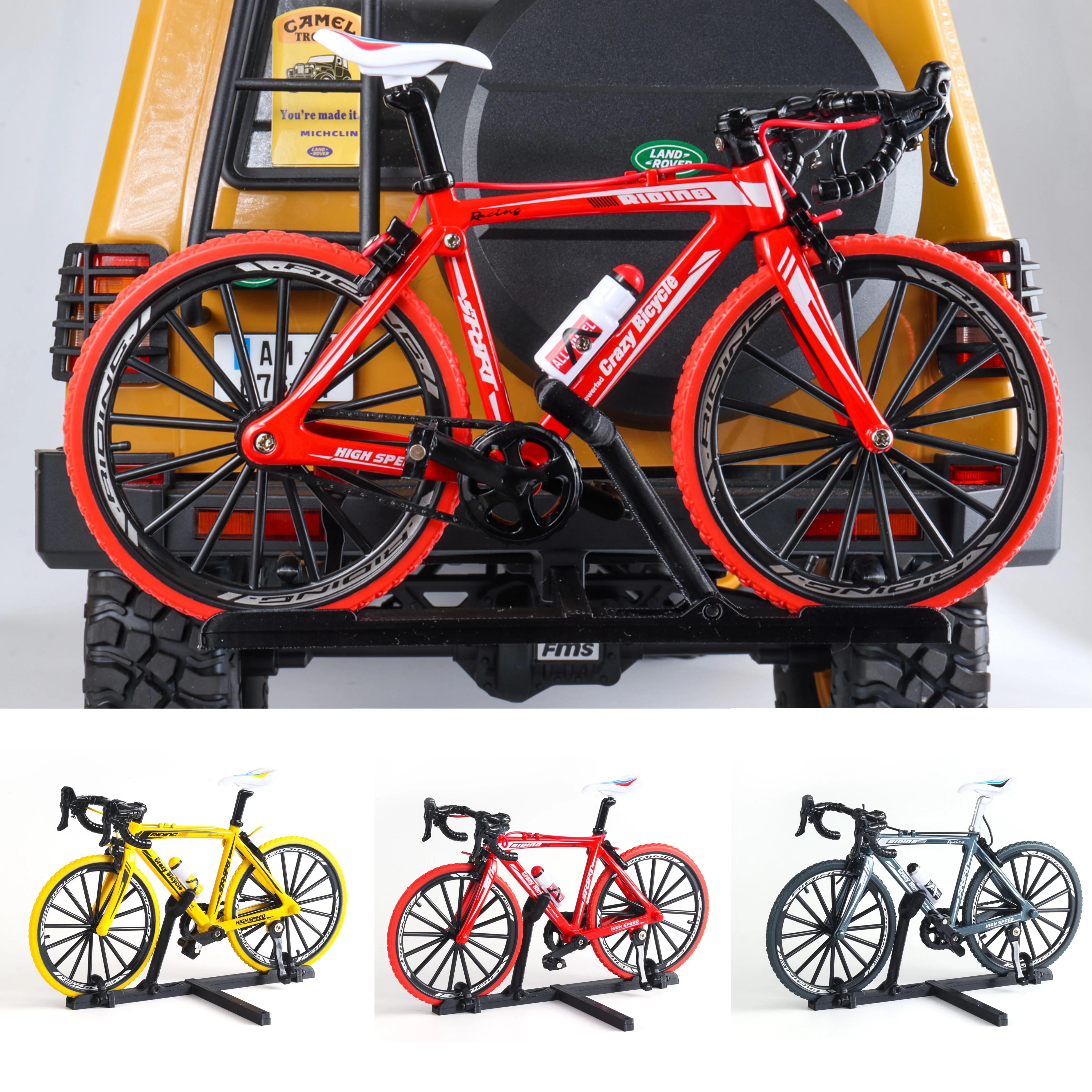 1/10 RC Simulation Bike Rack Mini Scale Bicycle Rear Rack Metal Bicycle Decorative for 1/8 1/10 RC Crawler TRX4 FCX10 SCX10