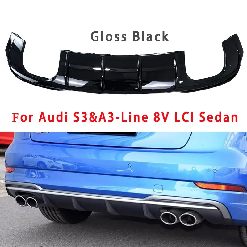 

Rear Valance for Auai S3 A3 S-Line (Not for A3 Base) 8Y Sedan Facelift 2017-2020 Car Rear Bumper Diffuser Spoiler Splitter