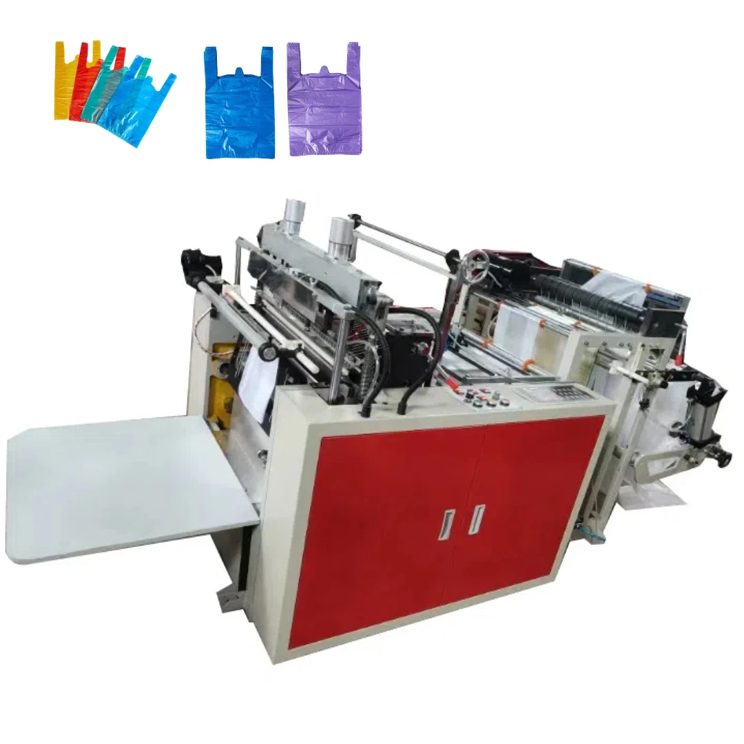 DFR600  PE Plastic Hot Sealing Hot Cutting Bottom Sealing T-shirt Bag Making Machine