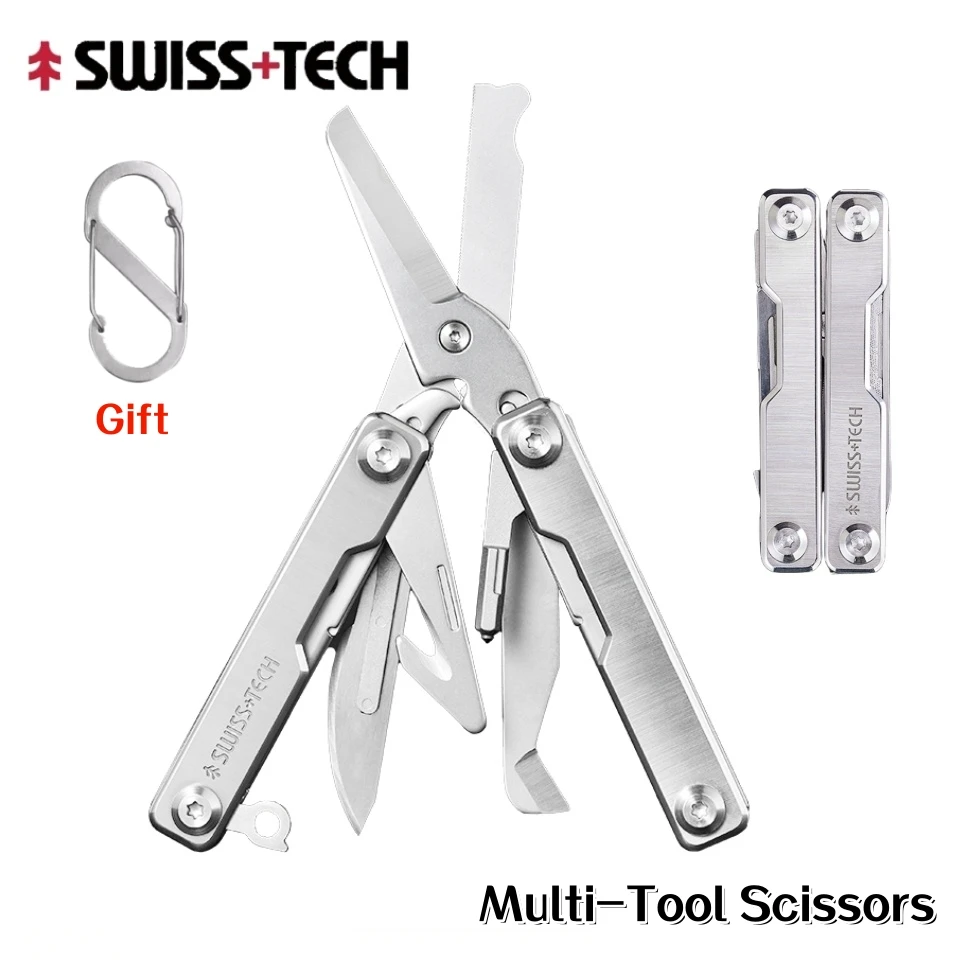 SWISS TECH Mini Scissors Multitools Scissors Folding Combination Tool EDC Survival Equipment