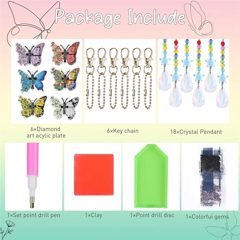 Promotion! DIY Painting Wind Chime Double Sided Paint Hanging Ornament For Garden Wind Spinner Butterfly 6 Pieces