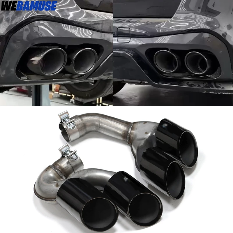 For 2019-2024 BMW G05 X5 G06 X6 Exhaust Upgrade Quad Outlet Stainless Steel Muffler Nozzle Exhaust System