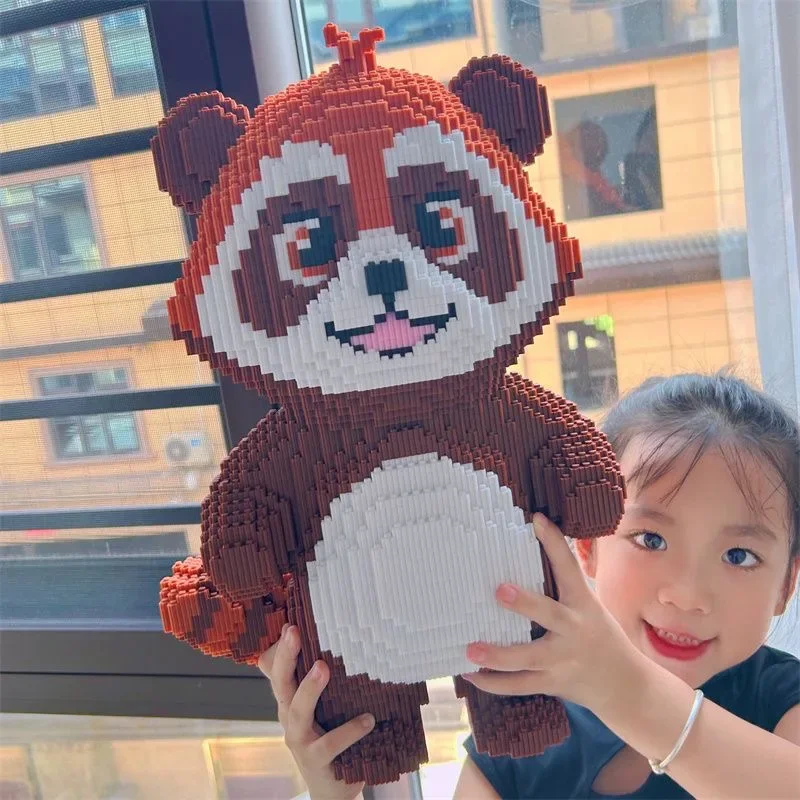 Giant Cute Standing Raccoon Building Blocks Toy Small Particle Building Blocks Children Adult Building Blocks Toy Birthday Gift