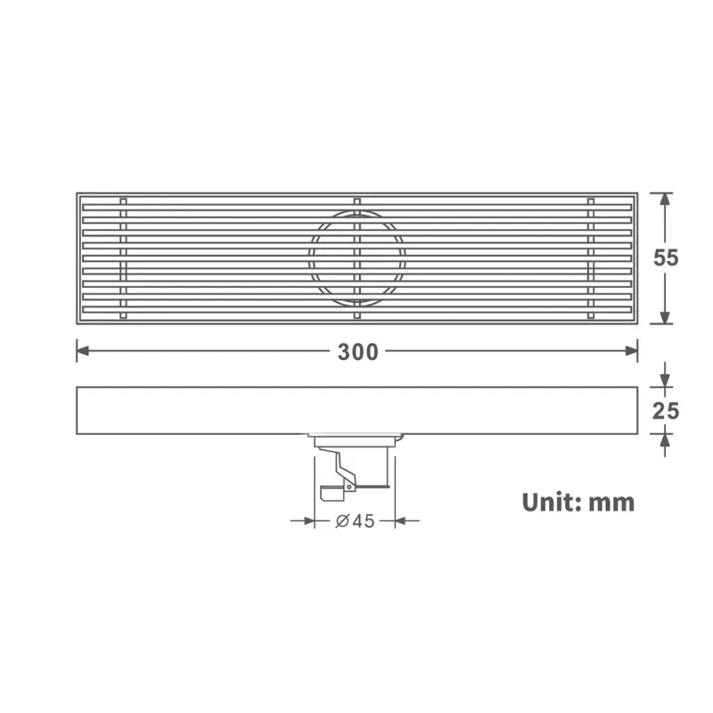 Linear floor drain bathroom bathroom deodorant floor drain brushed/matte black/gold 304 stainless steel 300 * 55mm