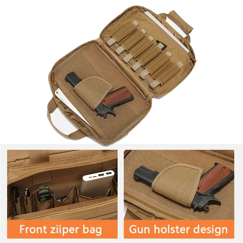 Shooting Range Bag Molle System Outdoor Hunting Accessory Nylon Tactical Gun Case Pack Pistol Tools Shoulder Bag Sniper Black