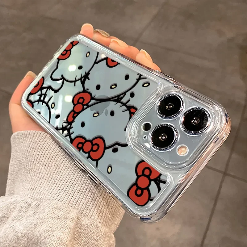 Sanrio Hello Kitty Lovely KT Head Phone Case For iPhone 15 14 13 11 12 Pro Max XR XS MAX 7 8 Plus Kawaii Cartoon Cover Y2K Girl