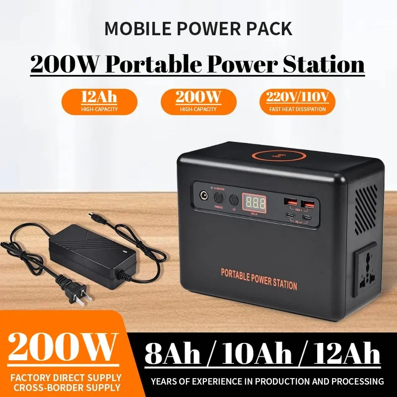 200W 220V/110V Portable Power Station Outdoor Emergency External Mobile Battery Powerbank Solar Generator for Camping Travel