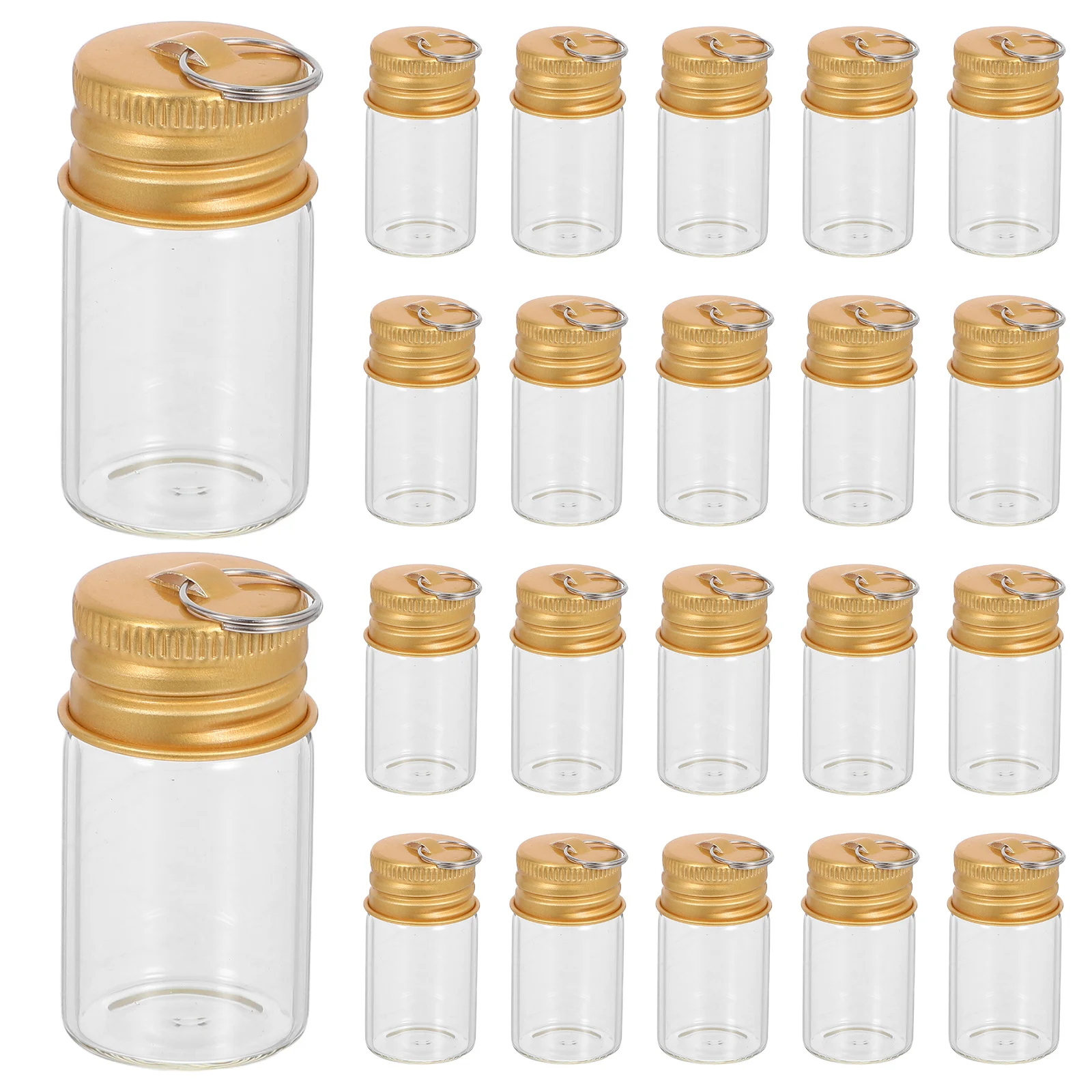 

30Pcs Mini Glass Wishing Bottle Keychain 7Ml Transparent Drifting Jar Charm Pendant for DIY Travel Birthday Gift Ideas