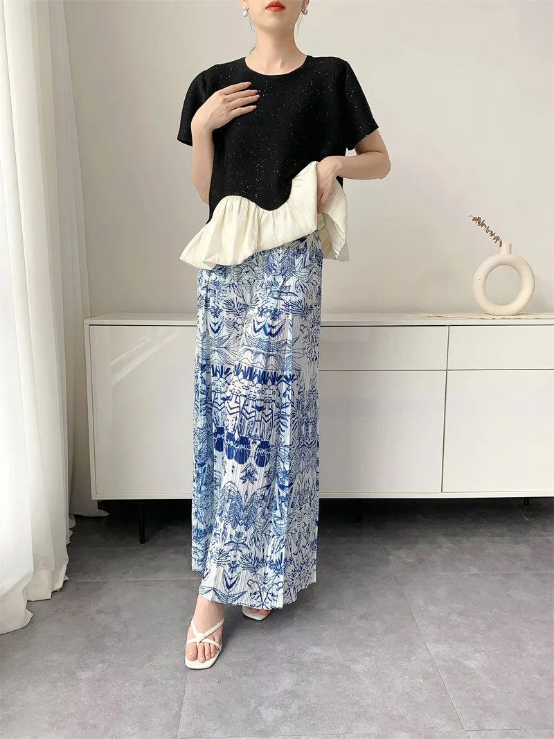 

MIYAKE Premium Summer New Pleated Bohemian Wide Leg Pants Versatile Skinny Pleated Straight Pants Women Big Swing Pants
