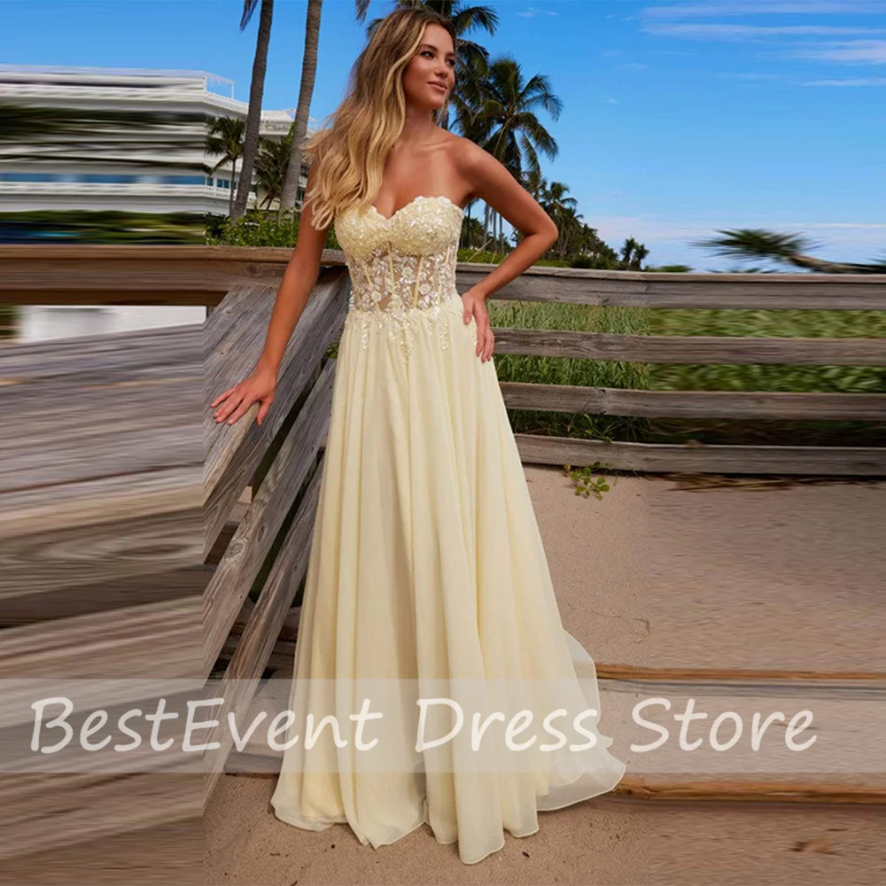 

Custom Made Sweetheart Collar Lace Elegant Evening Dress A-line Floor Length Open Back Prom Bridal Dress robes de soirée