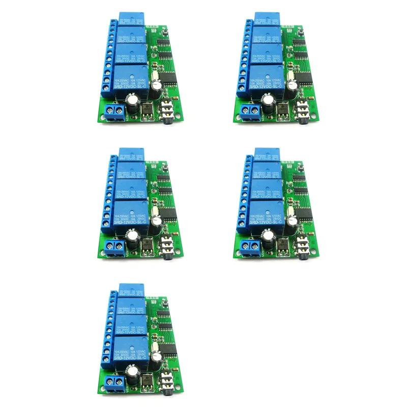 ABMF-5X AD22B04 4 Channel Relay DTMF Tone Signal Decoder Remote Control Relay Module 12V DC For PLC Smart Home