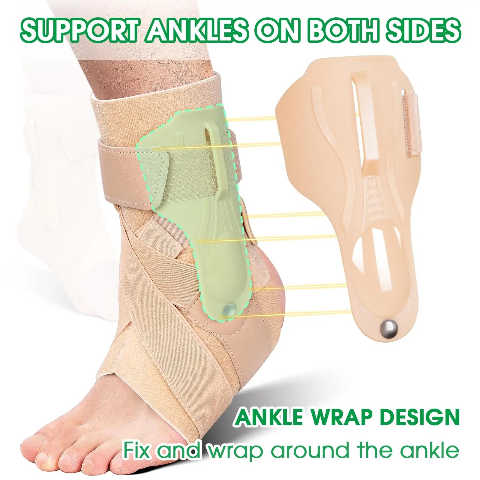 Ankle Support Brace with X-shaped Cross-fixing Compression Sleeve Lace Up Ankle Support Ankle Wrap Suitable for Running, Sports