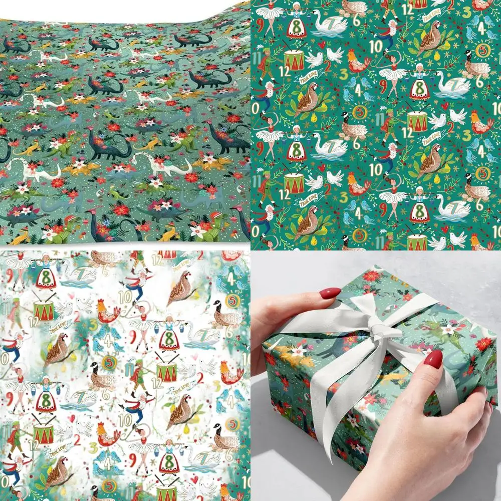 

12-Day Christmas Gift Wrapping: 6 Large Rolls, 10ft x 30in