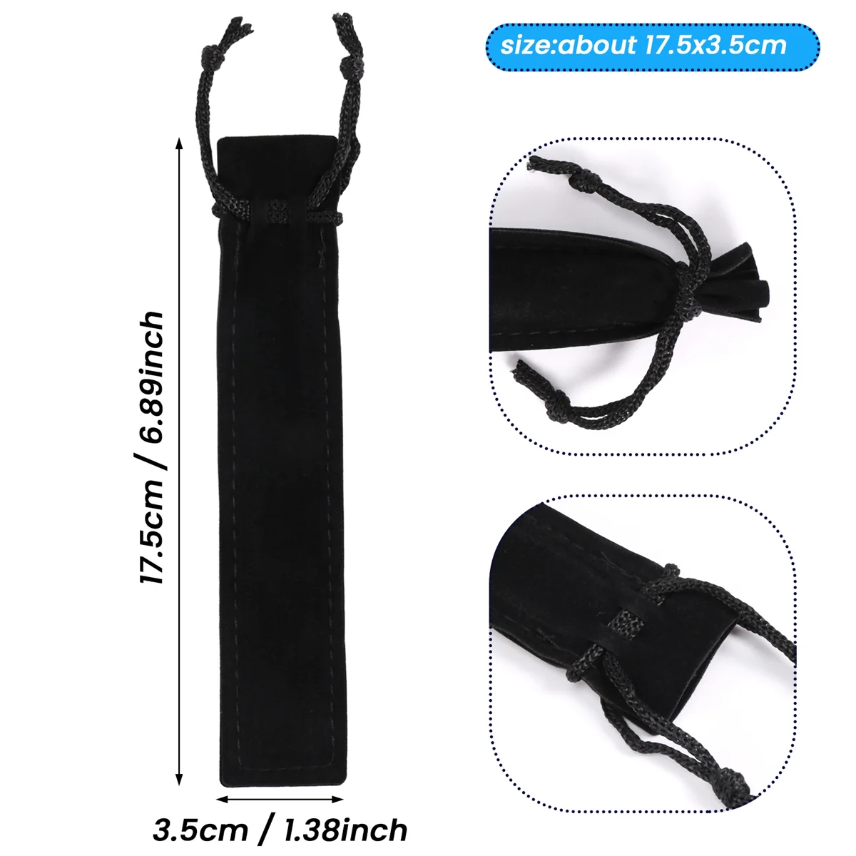 

B44C200 Pcs Black Velvet Pen Pouch Sleeve Holder Single Pen Bag Case Pencil Bag