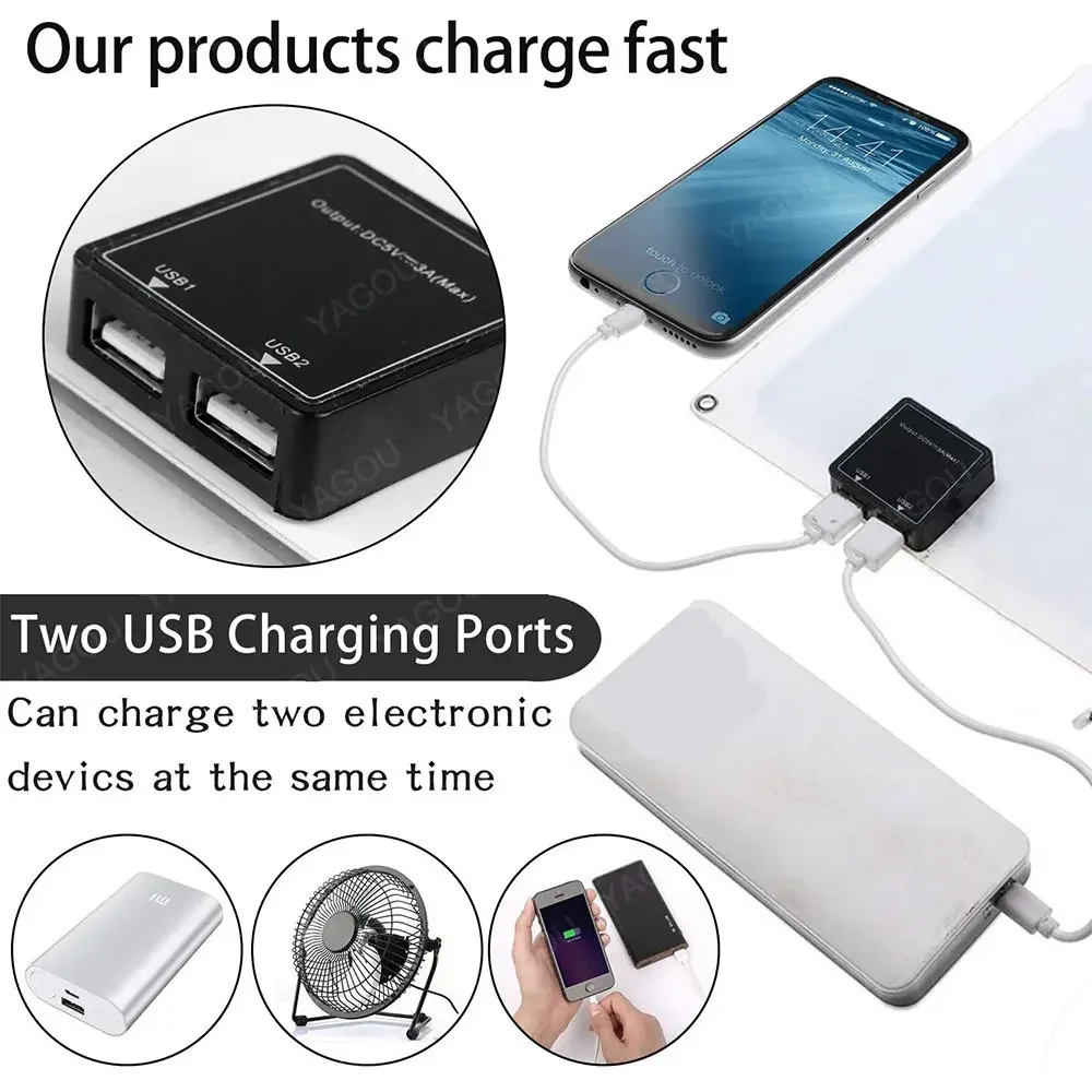 30W Solar Panel 5V Solar Cells Portable Dual USB Solar Battery Charger Outdoor Camping Charging Mobile Phone Charging Bank