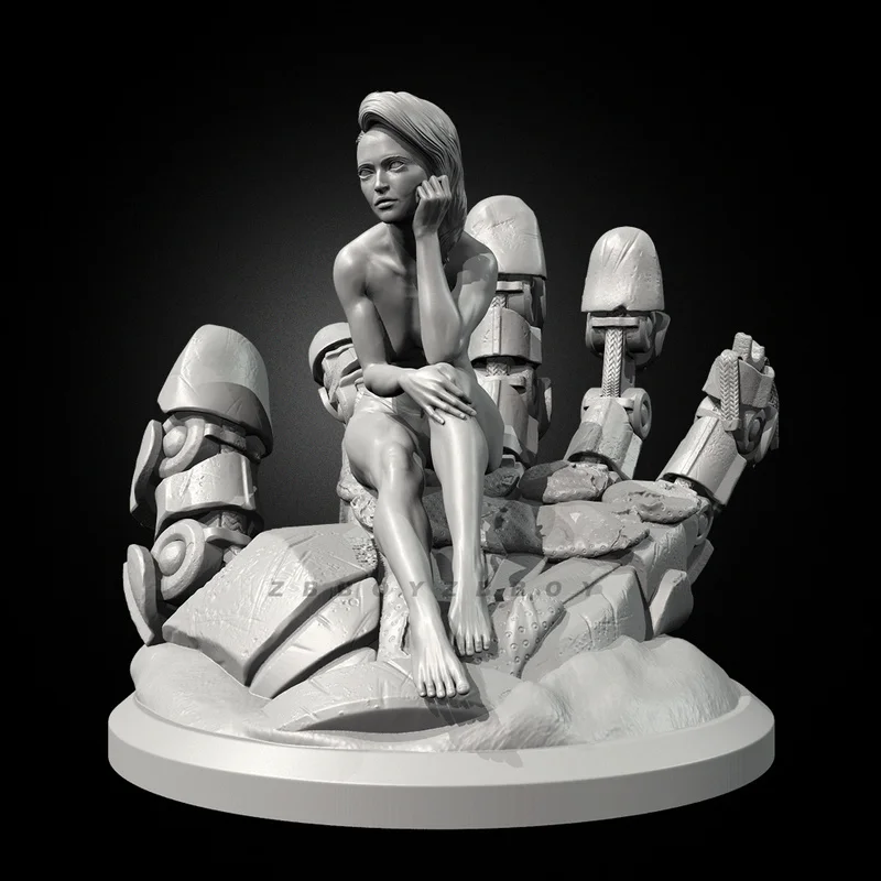 

30mm 40mm 65mm Girl On The Palm Of A Giant Machine Resin Model Figure Gk Micro 3d Printed White Model Toy Unassembled Unpainted