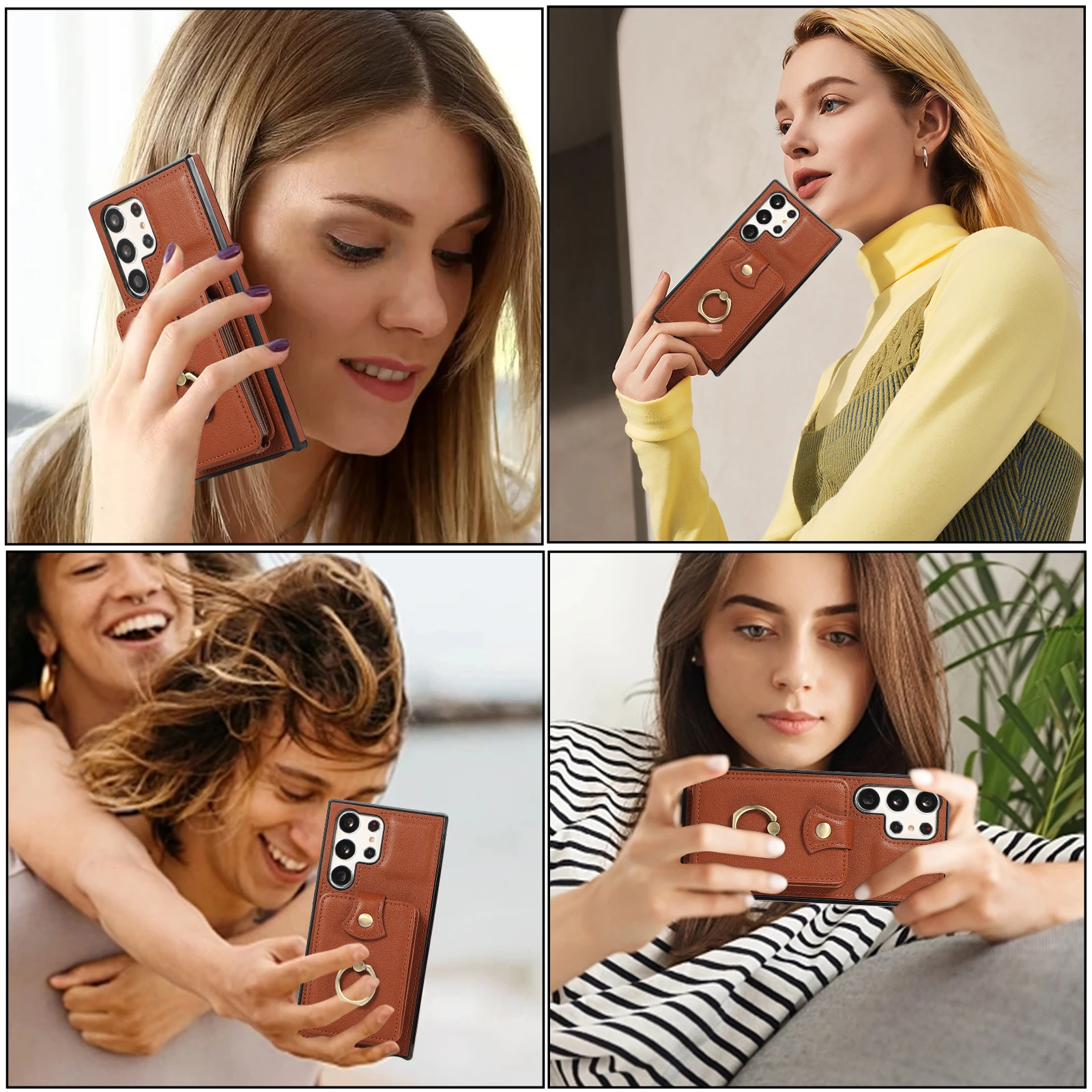 Etui z kieszeniami na karty, do noszenia na ramieniu, z uchwytem na palec, do Samsung Galaxy S26 Ultra S25 FE S24 S23 Plus A07 A17 A26 A16 — zdjęcie produktu 4