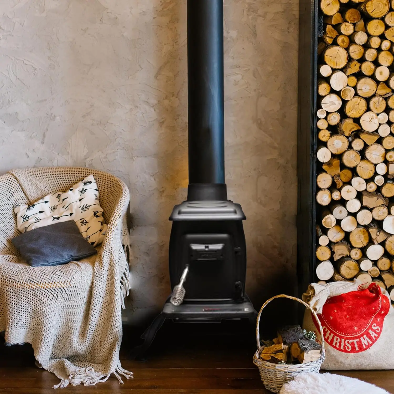 Cast Iron Wood Stove with Cool Touch Safety Handle, Heats up to 54,000 BTUs image 4