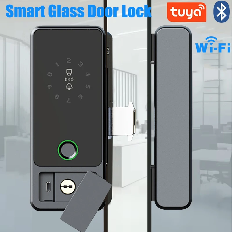 Tuya WiFi Smart Door Lock Bluetooth Fingerprint Electronic Digital Lock IC Card/Password/Key Unlock For Steel/Glass/Wooden Door