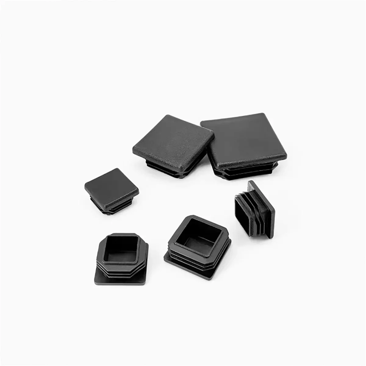 สีดําสแควร์พลาสติก Blanking End CAPS ขาเฟอร์นิเจอร์ท่อแทรกปลั๊ก Bung ตกแต่งฝุ่น 10x10mm-100x100mm