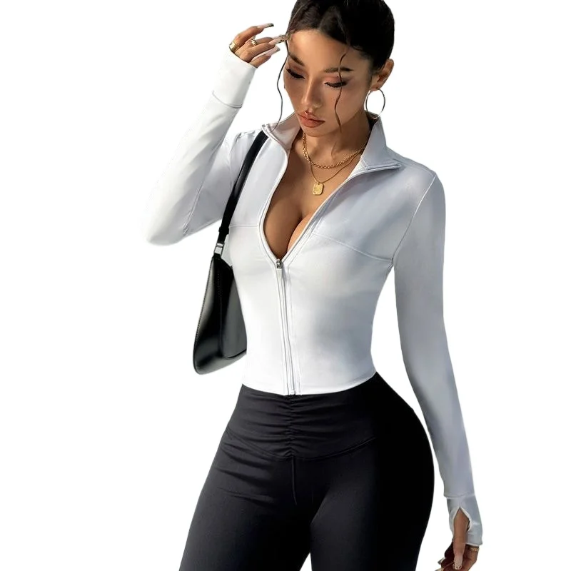 Original Zipper Tight Yoga Clothes, Running Fitness Tops, Breathable Nude Training Quick-drying Long-sleeved Jackets