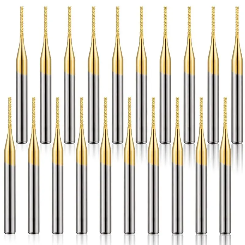 

Feb.20 Pcs 1/8 Inch 1Mm End Mill Bits Titanium Coat Carbide Engraving Milling Cutter CNC Router Bits For PCB Machine