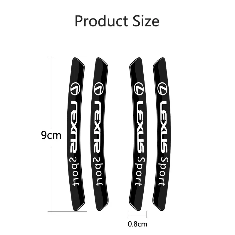 4Pcs Car Styling Wheel Hub Stickers Decoration Strip For Lexus ES RX NX LS UX LM LX GX LC RZ IS250 RX350 LS500 LX600 NX260 CT200