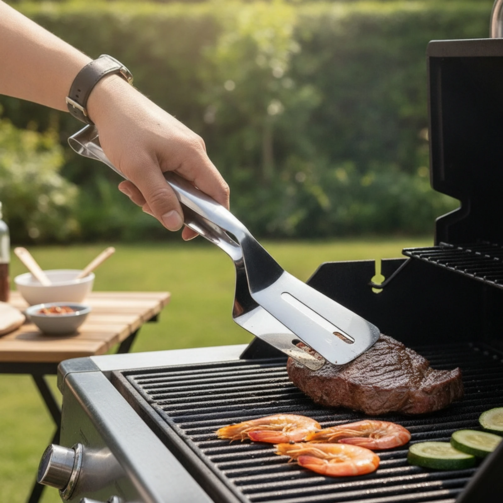 Pinza and Turner 2-in-1 Pinzas Espátula Steak Pinza Slotted Volteador De Alimentos Multifuncional for Home Cooks, Frying