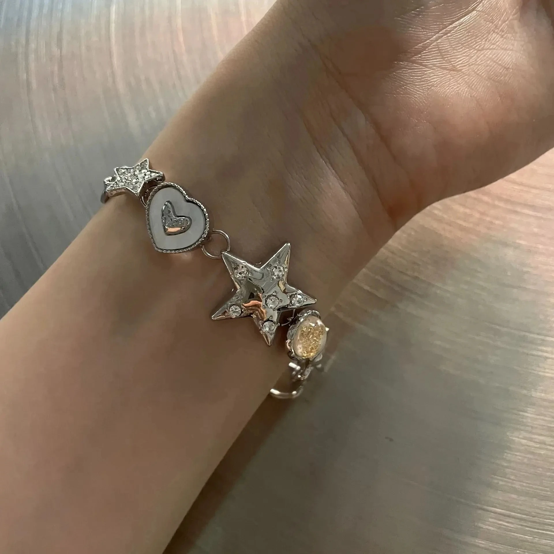 Aesthetic Heart Star Chain Bracelet All-match Fairy Love y2k Jewelry Daily Niche Design Commuter Accessories For Women Girls