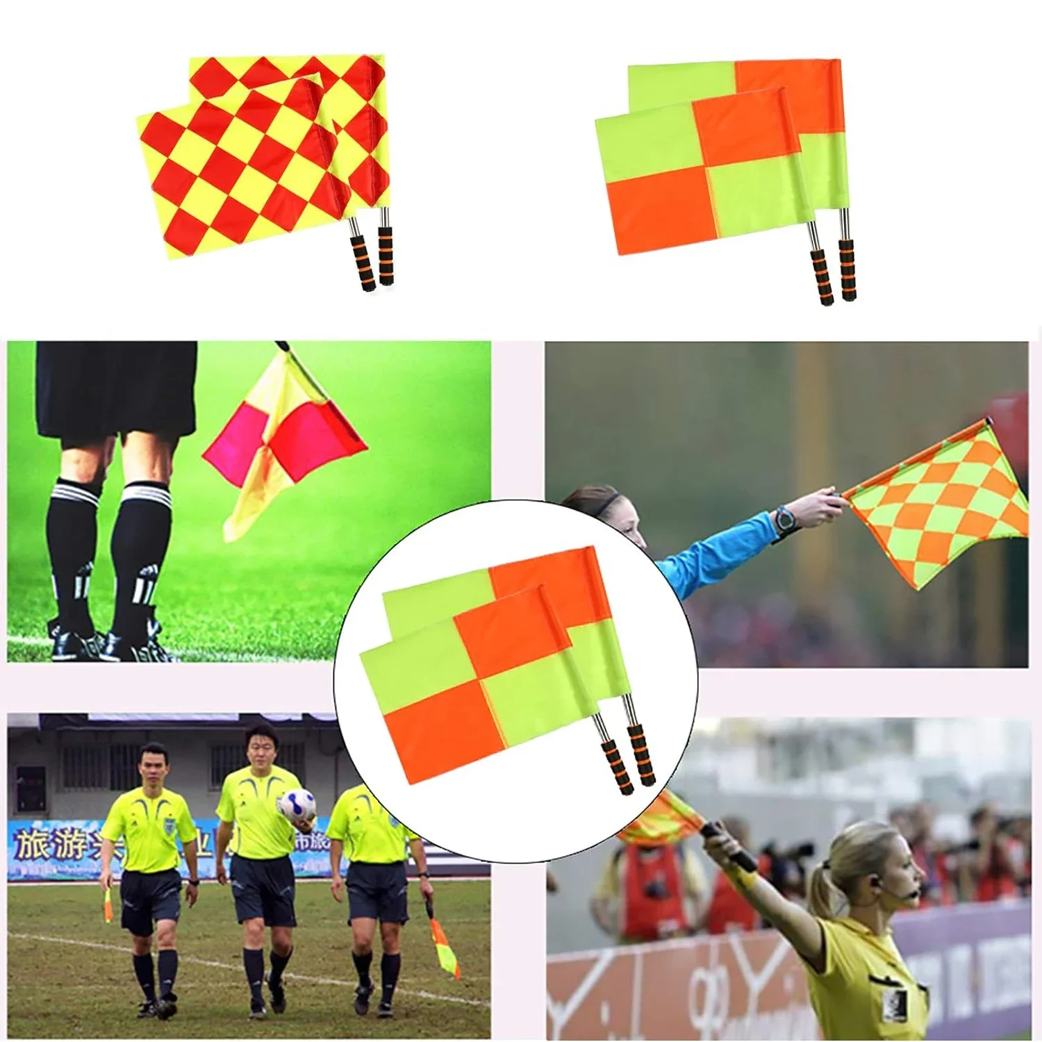 Soccer Referee Flag Referee Linesman Flag and Storage Bag Professional Fair Play Sports Competition Match Referee Equipment