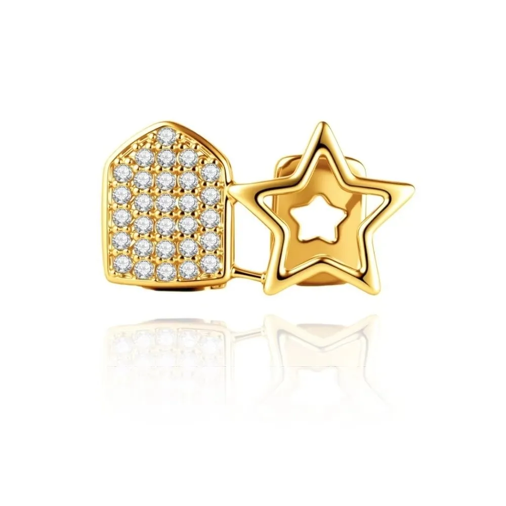 Geometric Tooth Grillz Jewelry Irregular Shape Pentagram Design Pentagonal Star Tooth Set Zirconia Double