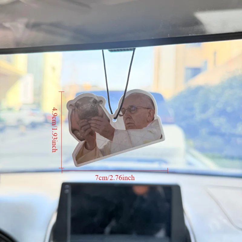 1pc Moo Deng and Pope Are Featured Car AromaRelax Car Fragrance Perfume Car Air Freshener Mirror Car Interior Accessories Pendan